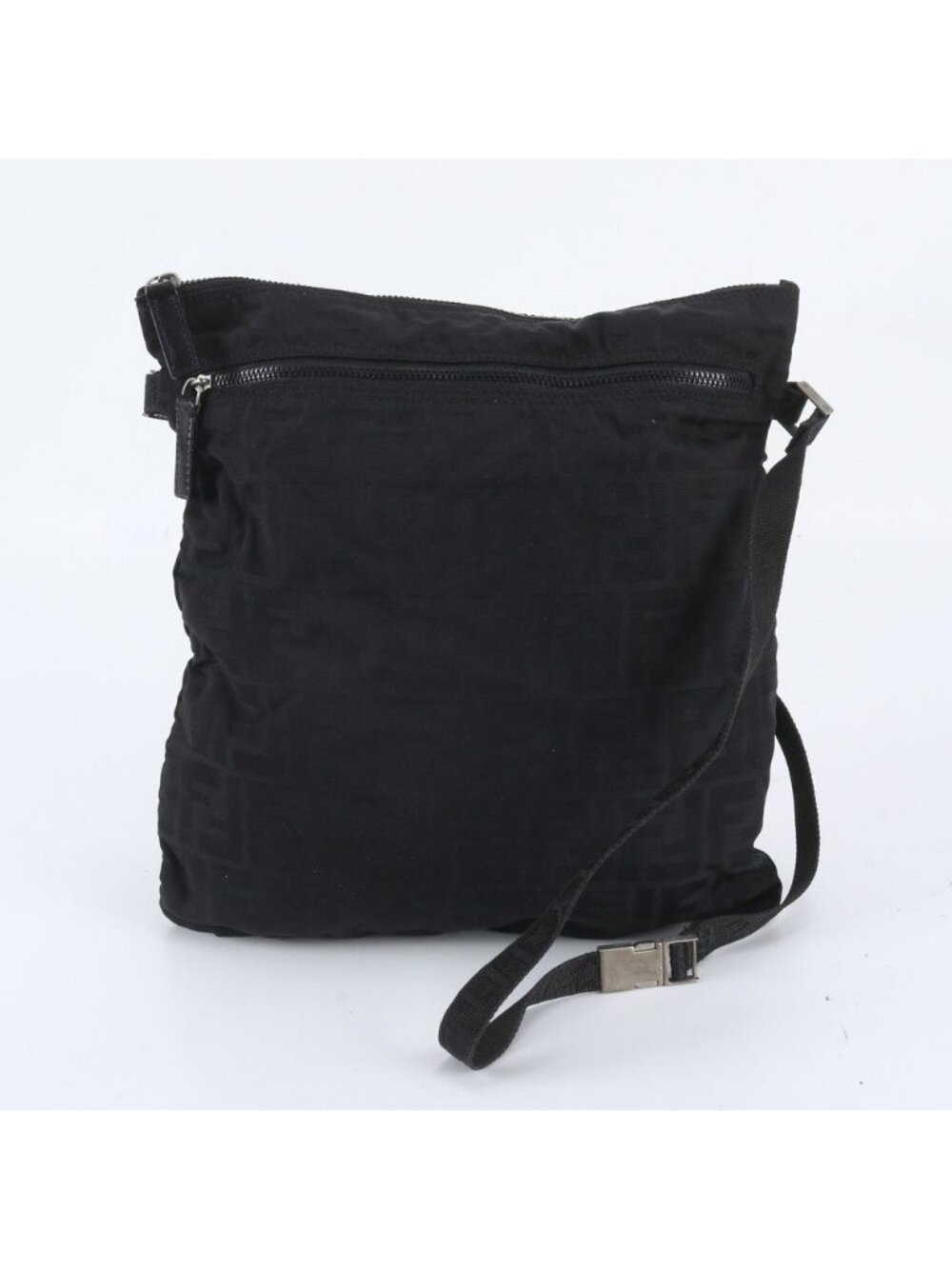 Fendi Zucca Leather Nylon Shoulder Bag Crossbody Hand Tote Black